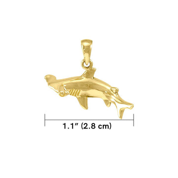 Take your energy to the wonderful sea ~ Sterling Solid Gold Jewelry Hammerhead Shark Pendant GTP1058 - Jewelry